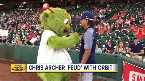 Rays pitcher Chris Archer issues 'declaration of unfriendliness' against Astros mascot Orbit