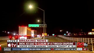 Snow, and ice lead to closure of I-5 through The Grapevine