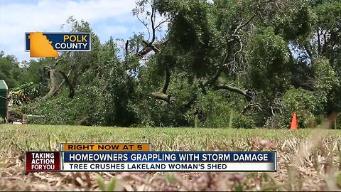 Strong winds damage property in Polk County