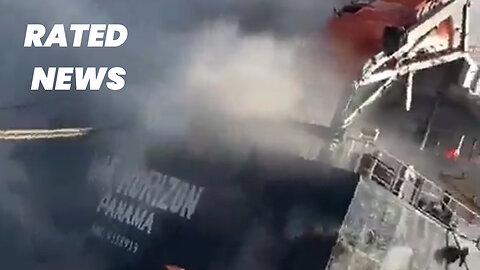 Israeli Firefighters Battle Blaze on Ship Hit by Hezbollah Drone in Haifa