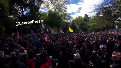 New York City - Fire Fighters Chant Let's Go Brandon Outside The Mayor's House