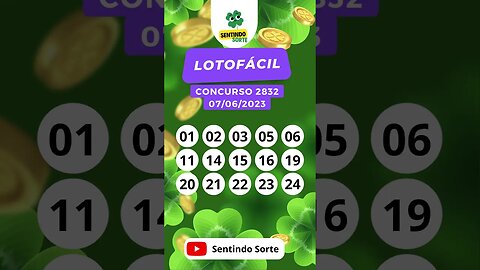 🍀 Resultado LOTOFACIL 2832 | 07/06/23 | Sentindo Sorte #shorts