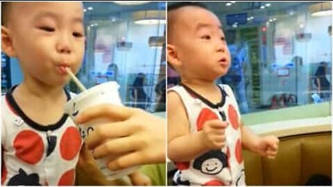 Reação hilária de criança que experimenta coca-cola pela 1ª vez