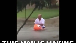 Man Uses Hurricane For Pool Time Fun