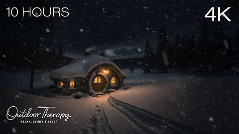 The COZIEST Blizzard in a HOBBIT HOUSE in the Woods | Low Rumbling Wind & Blowing Snow for Sleeping