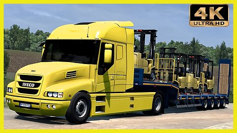 Iveco Strator transporting forklifts | Euro Truck Simulator 2 “4K” Gameplay