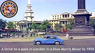 A Drive to a park in London in a blue Morris Minor in 1958