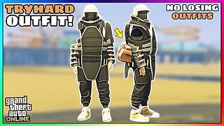 Easy Black Joggers Juggernaut Modded Outfit With Tan Duffel Bag (GTA Online)