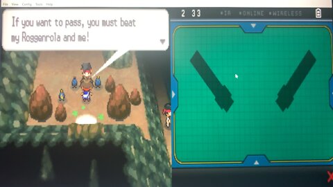 Lapras VS Pokémon Black 2 gameplay battle clip Roggenrola (Trainer entering Seaside cave)