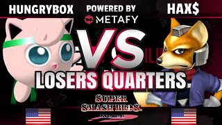 FPS4 Online - Liquid | Hungrybox (Jigglypuff) vs. EMG | Hax$ (Fox) - Melee Losers Quarterfinal