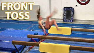 Front Toss on Balance Beam | Whitney Bjerken Gymnastics