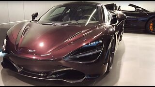 [4k 60 fps] Quartz McLaren 720S Luxury dark red ar McLaren Stockholm Sweden showroom