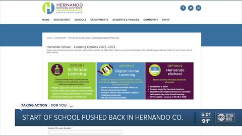 Hernando pushes back first day of school amid coronavirus concerns