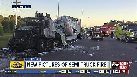 Semi carrying energy drink cans catches fires on SB I-75