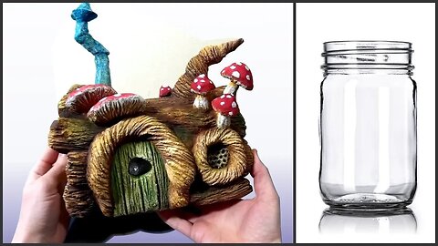 ❣DIY Fairy Garden Log House Jar❣