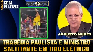 Litoral paulista enfrentando uma tragédia e o ministro Flávio Dino saltitante em trio elétrico