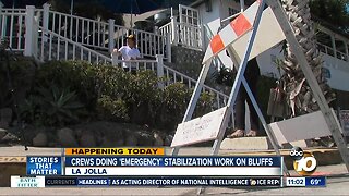 Crews doing 'emergency' stabilization work on La Jolla bluffs