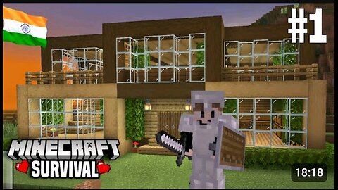 Minecraft PE Survival series EP - 1 in Hindi 1.20 | Made Survival house & Iron Armor & tools