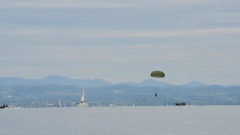 Sky Soldiers team up with German paratroopers to jump into Lake Constance