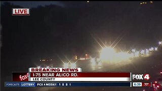 Dump truck catches fire on I-75 in Estero