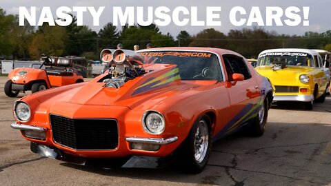 NASTY Wheelstanding Muscle Cars Warming Up