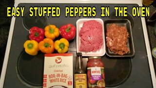 What's Cooking with The Bear? Stuffed peppers in the oven. #dinnerideas #cooking