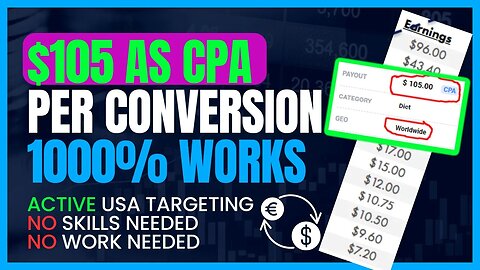 Make $105 Per Conversion, CPA Marketing Tutorial, Make Money Fast, Ways To Make Money