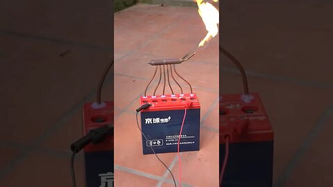 Electrolysis flame from an old modified lead acid battery