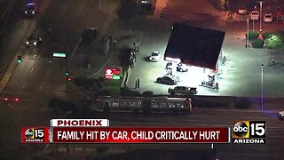 Family hit by car, child critically hurt