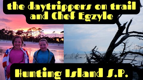 The daytrippers on trail and Chef Egzyle at Hunting Island SP