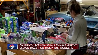 Couple collects donations to make healthy snack bags for hospital workers