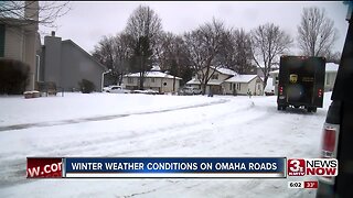 Winter weather conditions on Omaha roads