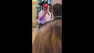 MAR-A-LAGO Casual President Trump Feb 23 2022 speaks about the wall , VFAF on site