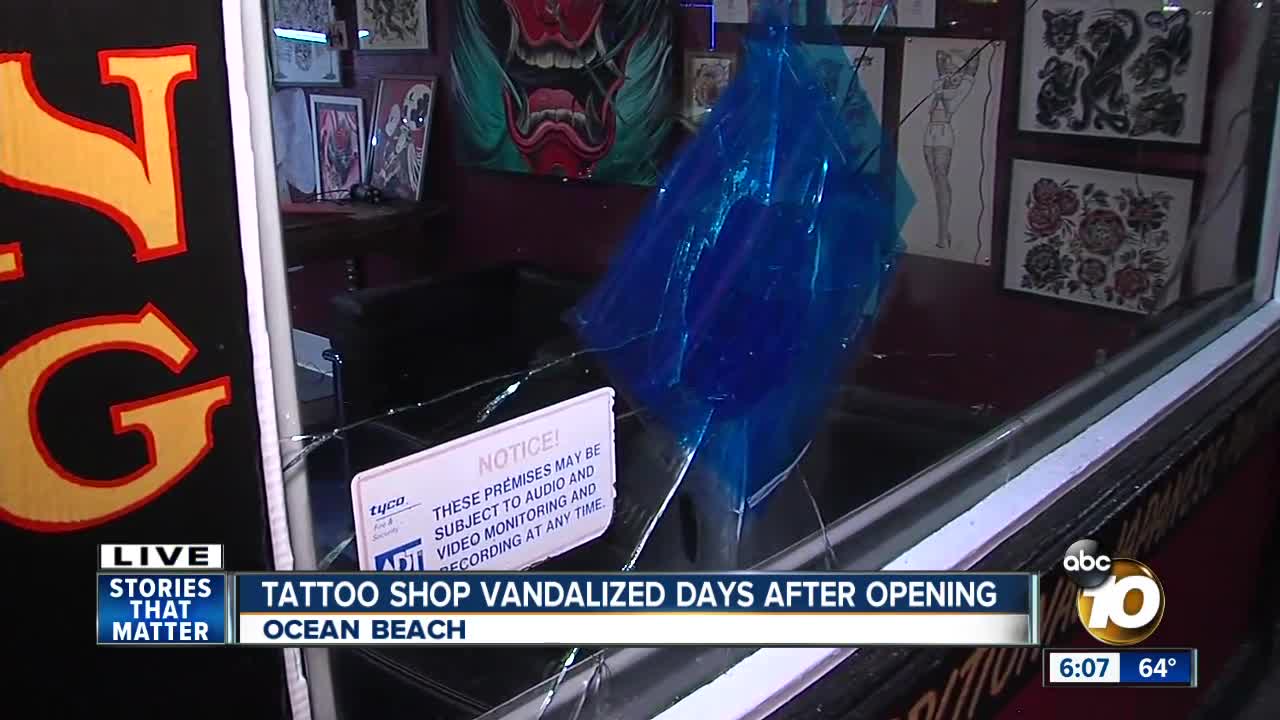 Ocean Beach tattoo shop vandalized with explosive