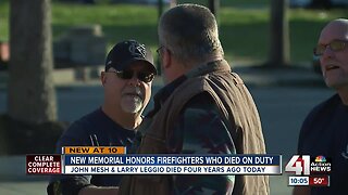 Permanent memorial unveiled at site of fire that killed 2 KCFD firefighters