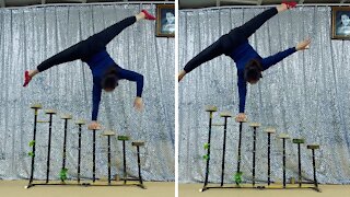 Cirque du Soleil artist performs impressive one-arm handstand
