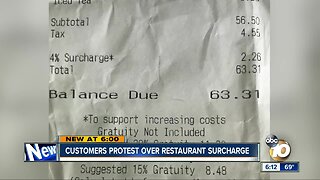 Customers protest over restaurant surcharge