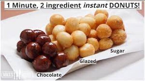 1 Minute, 2 Ingredient INSTANT DONUTS ! Easy Donuts Recipe ! 2021