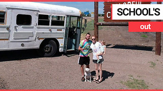 Family sell home and hit the road in renovated school bus