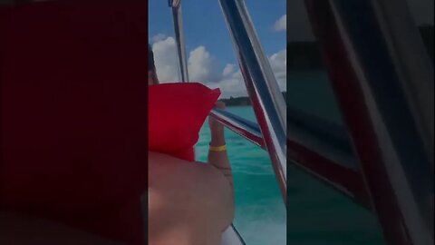 Speed Boat racing around in the ocean in Cuba
