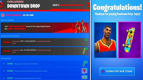 What Happens When You Complete ALL "DOWNTOWN DROP" Challenges In Fortnite! (Free Season 9 Rewards)