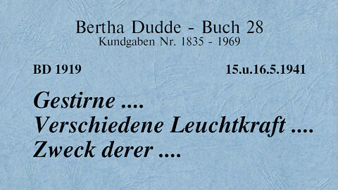 BD 1919 - GESTIRNE .... VERSCHIEDENE LEUCHTKRAFT .... ZWECK DERER ....