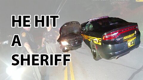 When A Drunk Driver Realizes He Hit A Sherriff!