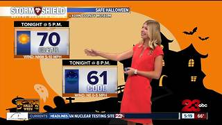 Seasonal temperatures for Halloween with clear conditions for trick-or-treating