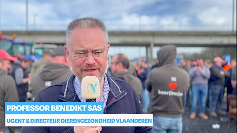 Professor Benedikt Sas van de UGent & directeur dierengezondheid Vlaanderen op actie boeren 14.03.24