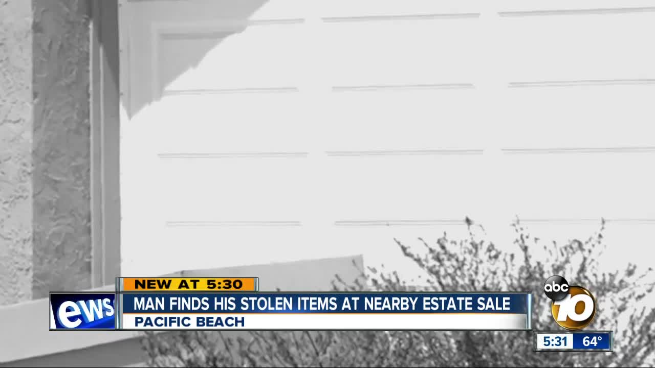 Car burglary victim finds stolen items at nearby estate sale