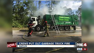 Garbage truck catches fire in Naples