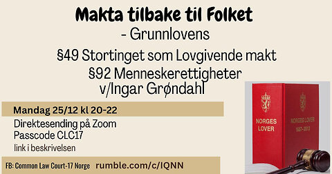 25.11.23: MAKTA TILBAKE TIL FOLKET v. Ingar Grøndahl