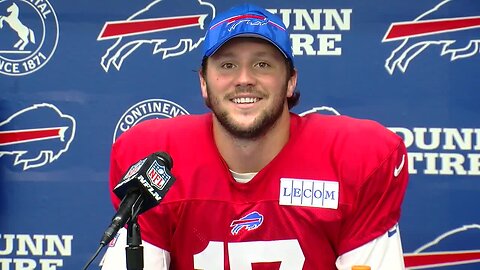Buffalo Bills quarterback Josh Allen speaks after practice on Tuesday
