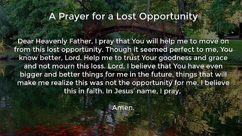 A Prayer for a Lost Opportunity (Prayer for Moving on and Letting Go)